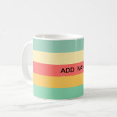 Personalisiert Retro Rosa Gelbgrün Streifen Kaffeetasse (Vorderseite Links)