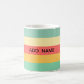 Personalisiert Retro Rosa Gelbgrün Streifen Kaffeetasse (Mittel)