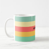 Personalisiert Retro Rosa Gelbgrün Streifen Kaffeetasse (Links)