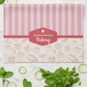 Personalisiert Retro Rosa Streifen Bäckerei Küchen Geschirrtuch (Gefaltet)