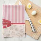 Personalisiert Retro Rosa Streifen Bäckerei Küchen Geschirrtuch (Viertel Falte)
