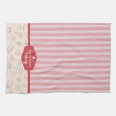 Personalisiert Retro Rosa Streifen Bäckerei Küchen Geschirrtuch (Horizontal)