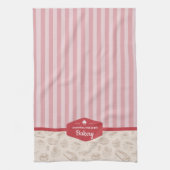 Personalisiert Retro Rosa Streifen Bäckerei Küchen Geschirrtuch (Vertikal)