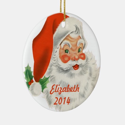 Personalisiert Retro Santa Claus Keramikornament (Rechts)