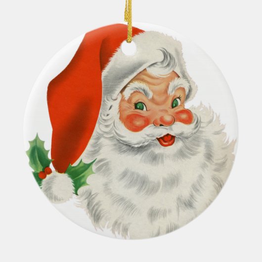 Personalisiert Retro Santa Claus Keramikornament (Hinten)
