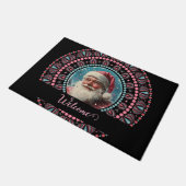 Personalisiert Retro Santa Pinkmas Floral Mandala Fußmatte (Schrägansicht)