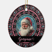 Personalisiert Retro Santa Pinkmas Floral Mandala Keramik Ornament (Links)