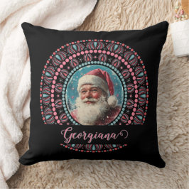 Personalisiert Retro Santa Pinkmas Floral Mandala Kissen