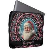 Personalisiert Retro Santa Pinkmas Floral Mandala Laptopschutzhülle (Vorne Rechts)