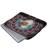 Personalisiert Retro Santa Pinkmas Floral Mandala Laptopschutzhülle (Vorne Knopf)