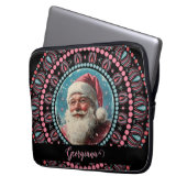 Personalisiert Retro Santa Pinkmas Floral Mandala Laptopschutzhülle (Vorderseite Links)