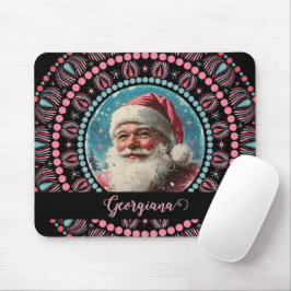 Personalisiert Retro Santa Pinkmas Floral Mandala Mousepad