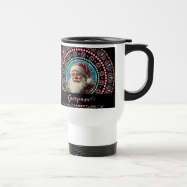 Personalisiert Retro Santa Pinkmas Floral Mandala Reisebecher