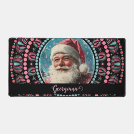 Personalisiert Retro Santa Pinkmas Floral Mandala Schreibtischunterlage