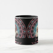 Personalisiert Retro Santa Pinkmas Floral Mandala Tasse (Zentrum)