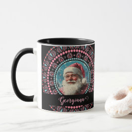 Personalisiert Retro Santa Pinkmas Floral Mandala Tasse
