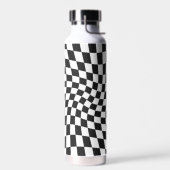 Personalisiert Retro Schwarz-weiß Wavy Checked Trinkflasche (Links)