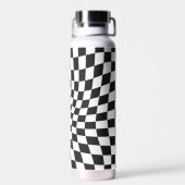 Personalisiert Retro Schwarz-weiß Wavy Checked Trinkflasche (Rückseite)