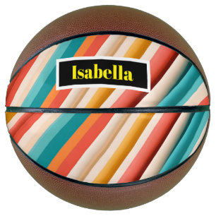 Personalisiert Retro Strip Basketball   Bunt