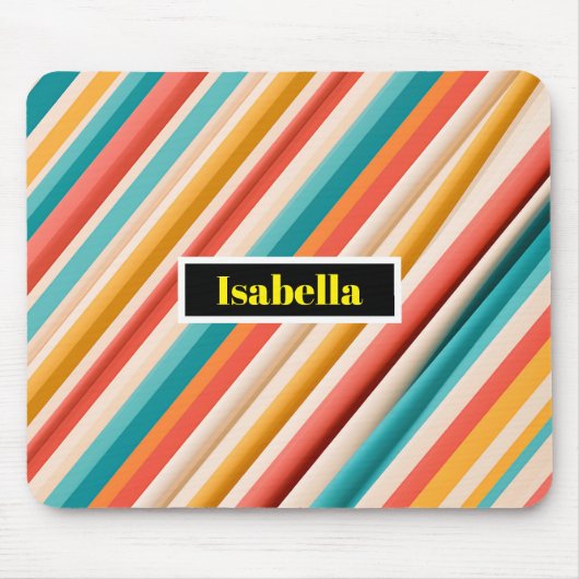 Personalisiert Retro Stripte Mousepad | Bunt (Vorne)