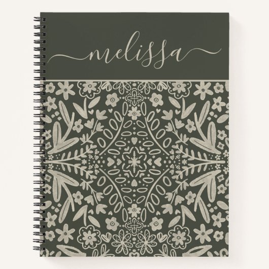 Personalisiert Retro Vibe Green Blätter Journal Notizblock (Vorderseite)