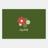 Personalisiert Retro Weihnachten 60er 70er Floral Geschenkpapier Set (Vorderseite 2)