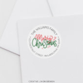 Personalisiert Retro-Weihnachtsrücksendeadresse Runder Aufkleber