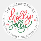 Personalisiert Retro-Weihnachtsrücksendeadresse Runder Aufkleber (Vorderseite)