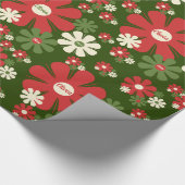 Personalisiert Retro Xmas 60er 70er Floral Muster Geschenkpapier (Ecke)