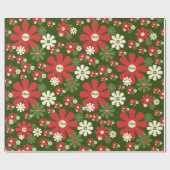 Personalisiert Retro Xmas 60er 70er Floral Muster Geschenkpapier (Flach)