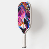 Personalisiert Rich Blue Agate Wirbel Mit Monogram Pickleball Schläger (Links)
