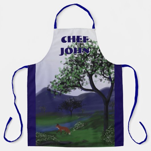 Personalisiert River Fox Design, große Schürze (Vorderseite)