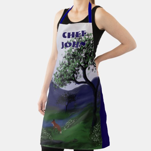 Personalisiert River Fox Design, große Schürze (InSitu)