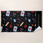 Personalisiert RN Nurse | Medizinisches Muster Strandtuch (Vorderseite)