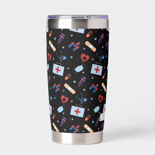 Personalisiert RN Nurse | Medizinisches Muster Thermobecher (Vorderseite)