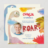 Personalisiert ROAR Dinosaurier Geburtstag Einladung (Vorne/Hinten)