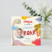 Personalisiert ROAR Dinosaurier Geburtstag Einladung (Stehend Vorderseite)