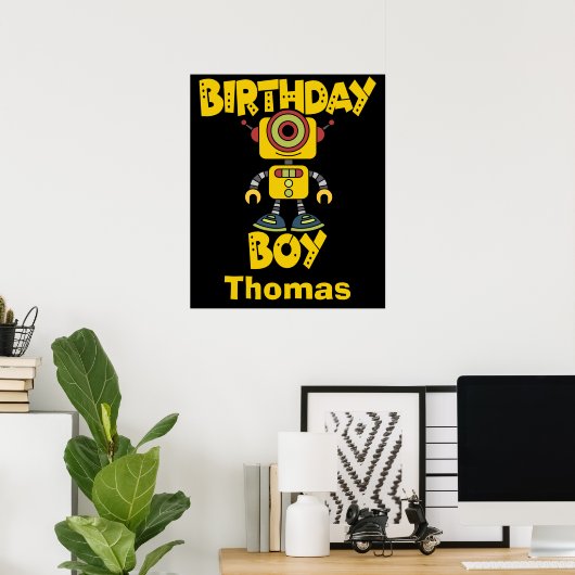 Personalisiert Robot Birthday Boy Poster (Heimbüro)