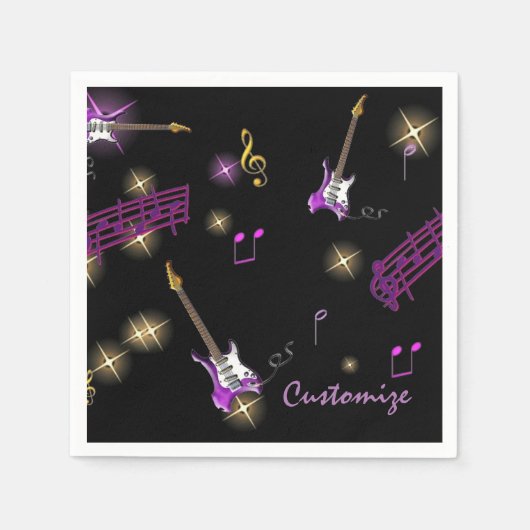 Personalisiert Rock Star Music Background Napkins Serviette (Vorderseite)