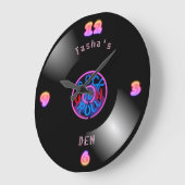 Personalisiert RocknRoll Uhr Neon Vinyl Record LP (Winkel)
