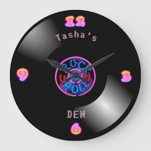 Personalisiert RocknRoll Uhr Neon Vinyl Record LP