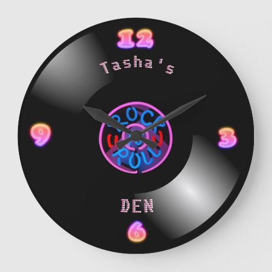 Personalisiert RocknRoll Uhr Neon Vinyl Record LP (Vorderseite)