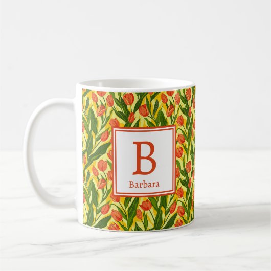 Personalisiert-Romantische Frühjahrsmädchen-Blume Kaffeetasse (Links)