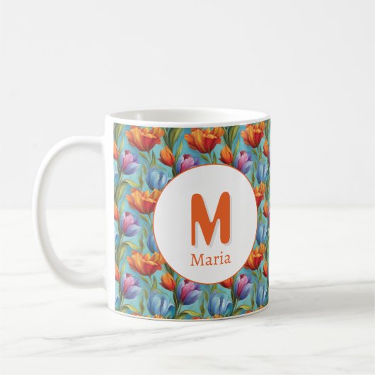 Personalisiert-Romantische Frühjahrsmädchen-Blume Kaffeetasse (Links)
