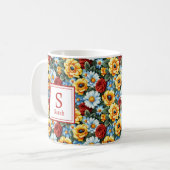 Personalisiert-Romantische Frühjahrsmädchen-Blume Kaffeetasse (Vorderseite Links)