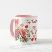 Personalisiert Romantische Vintage Poppies und Her Tasse (Vorderseite Links)