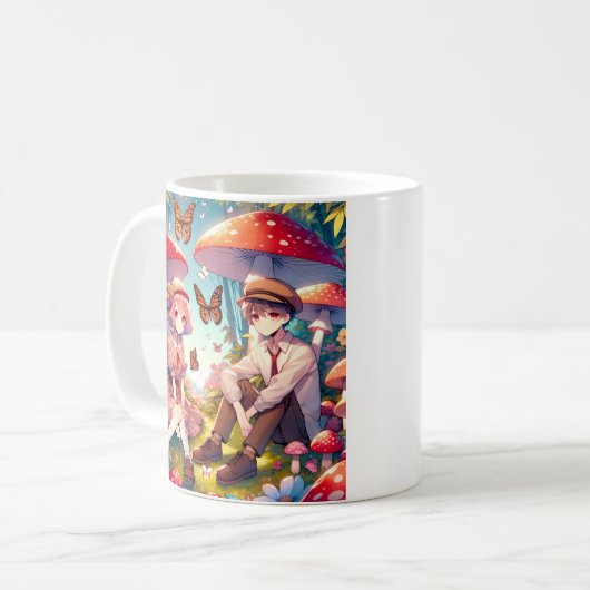 Personalisiert Romantischer Anime Couple Kaffeetasse (Vorderseite Links)