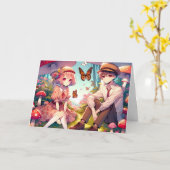 Personalisiert Romantischer Anime Couple Karte (Gelbe Blume)