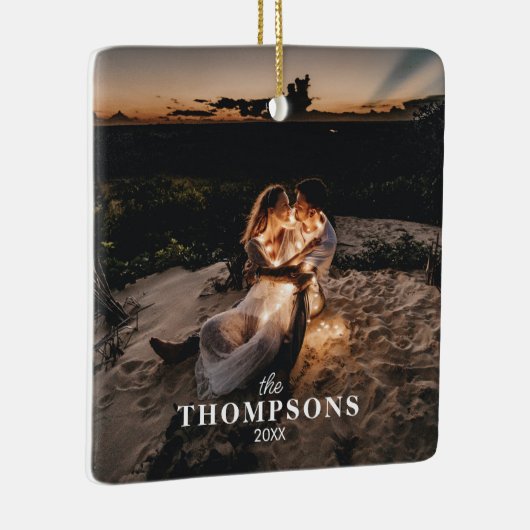 Personalisiert Romantisches Couple Foto Weihnachte Keramikornament (Rechts)