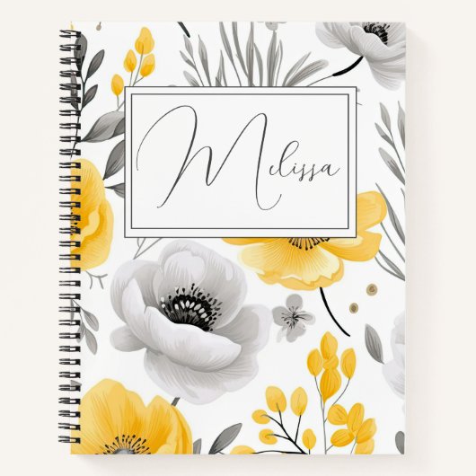 Personalisiert Romantisches Gelbgraublatt Notizblock (Vorderseite)